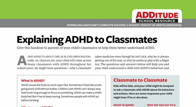 Objašnjavanje ADHD-a razrednicima