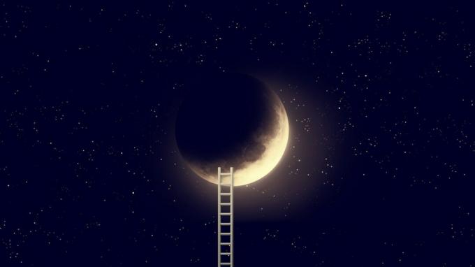 Noćno nebo s mjesečinom i stepenicama. Elementi ove slike namjenjene od strane NASA-e